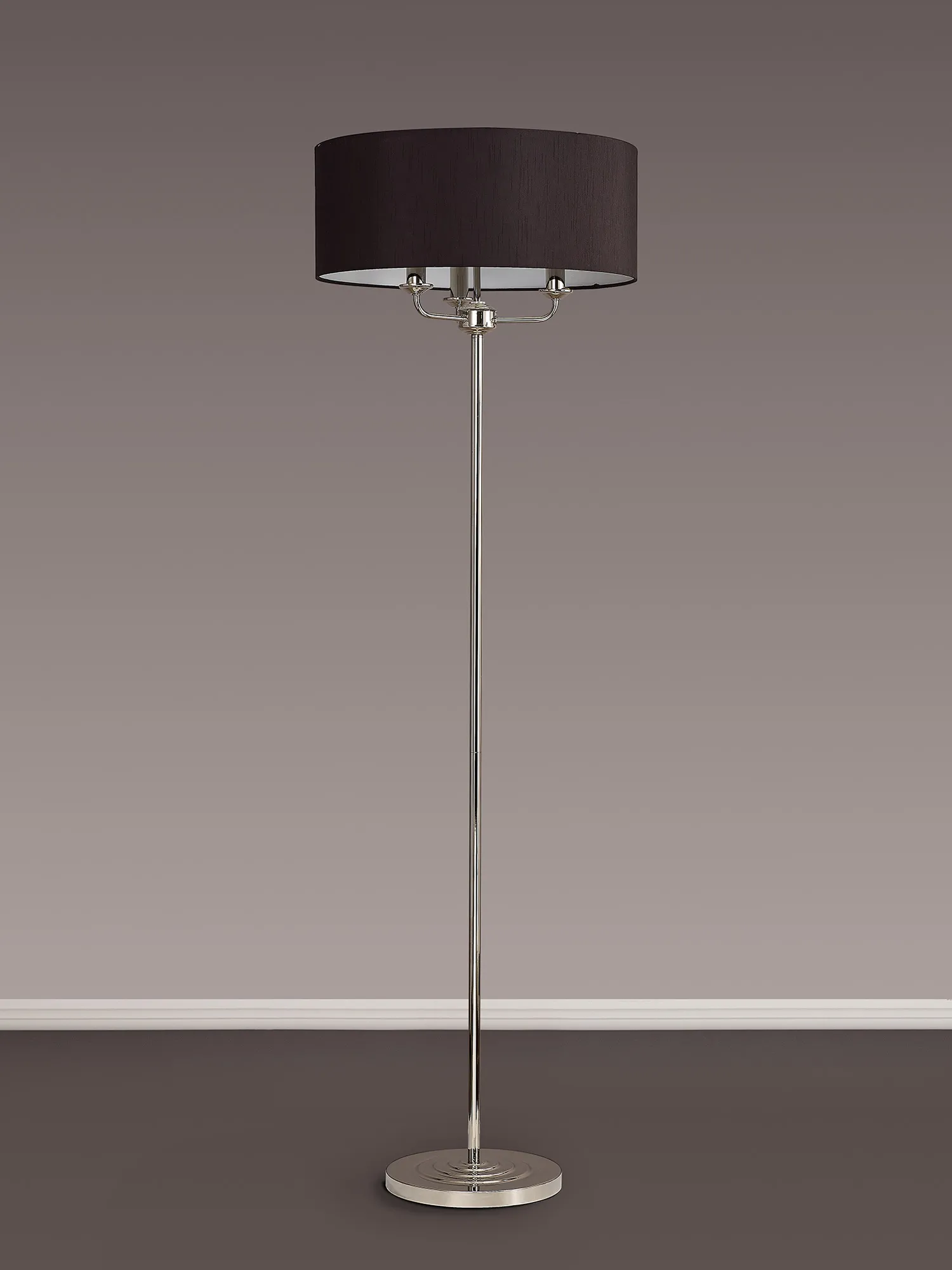 Banyan 45cm 3 Light Floor Lamp Polished Nickel; Black DK0892  Deco Banyan PN BL